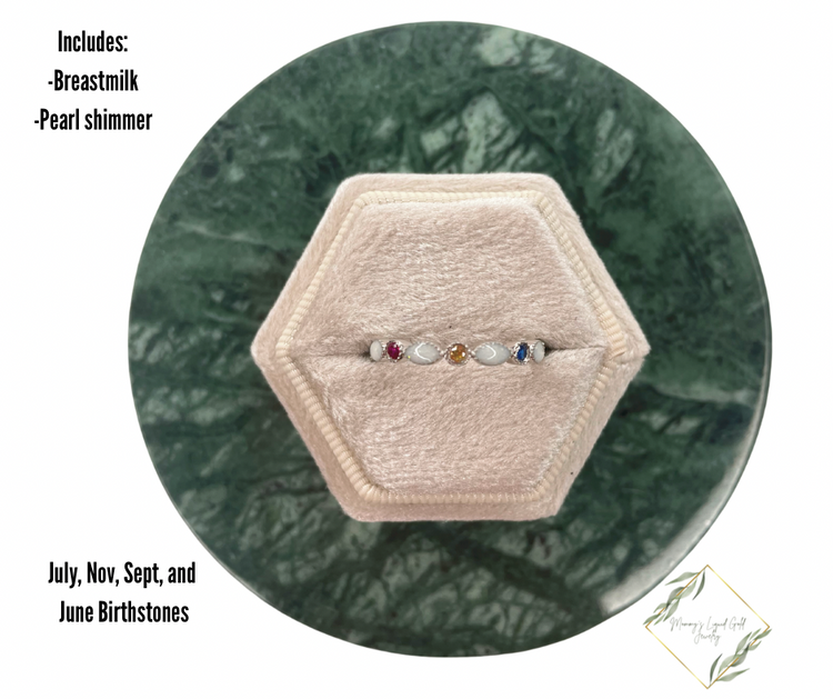 Half band Multiple birthstone ring (1 ring)