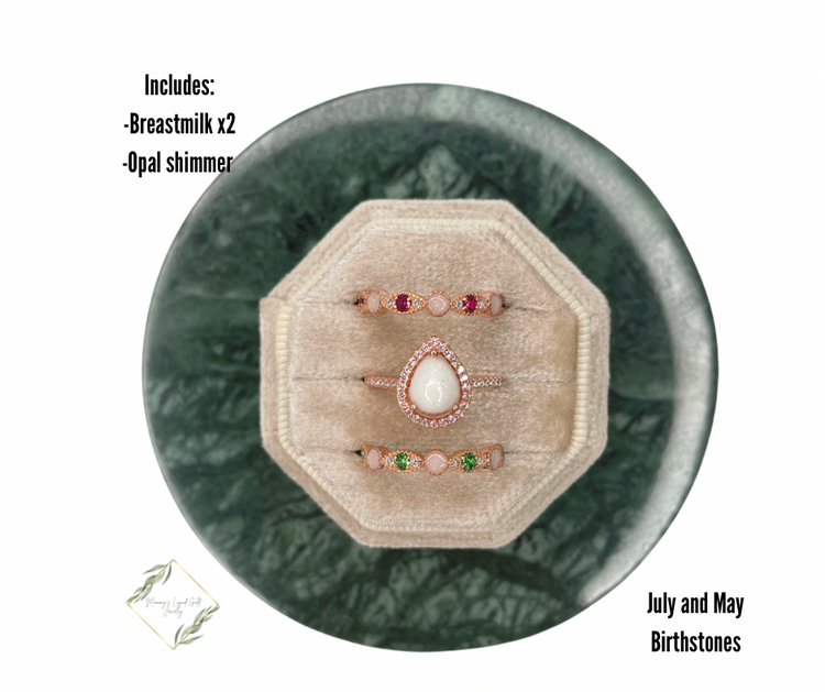 Teardrop ring with birthstone bands