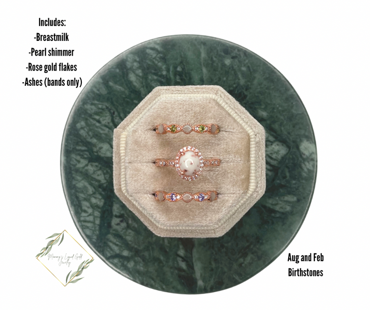 Oval Ring with Birthstone Bands Set