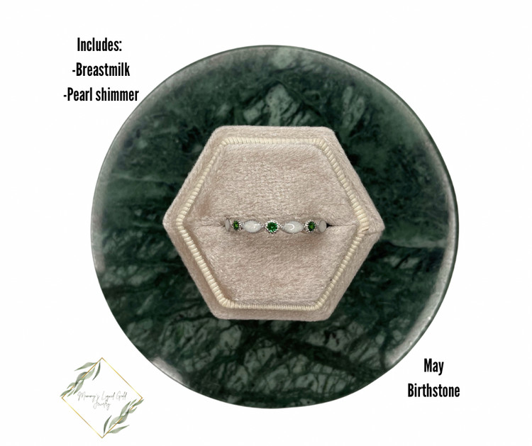 Half band birthstone ring