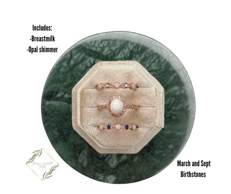 Oval Ring with Birthstone Bands Set