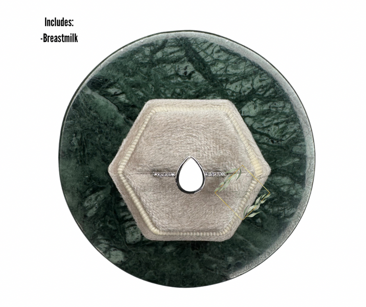 Teardrop Breastmilk ring. Keepsake jewelry. Teardrop cremain ring. Ash ring.