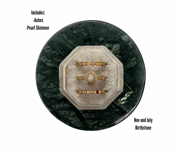 Oval Ring with Birthstone Bands Set