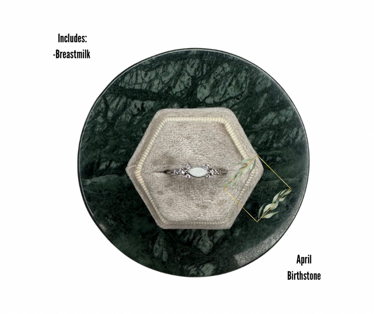 Silver birthstone breastmilk ring. Breastmilk keepsake. Breastmilk ring. Cremation Ring. Ash ring. Keepsake jewelry