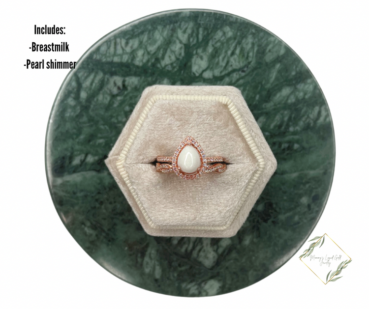 Teardrop ring with braided accent band