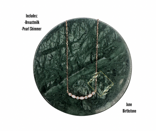 Birthstone breastmilk necklace. Birthstone cremain necklace. Rose gold breastmilk necklace. Keepsake jewelry. Keepsake necklace with birthstones.