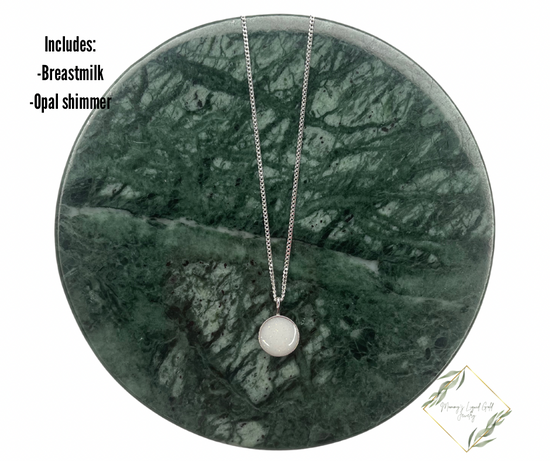 Round silver breastmilk necklace. Breastmilk Keepsake. Yellow gold breastmilk necklace. Ash necklace. Cremain necklace. Keepsake Jewelry.