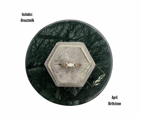 Gold birthstone breastmilk ring. Breastmilk keepsake. Breastmilk ring. Cremation Ring. Ash ring. Keepsake jewelry