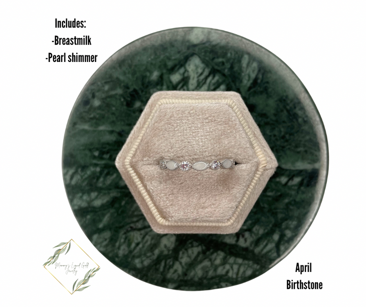 Half band birthstone ring