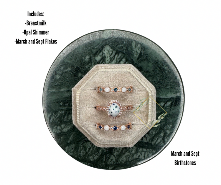 Oval Ring with Birthstone Bands Set