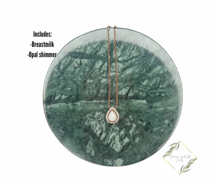 Teardrop diamond accented necklace