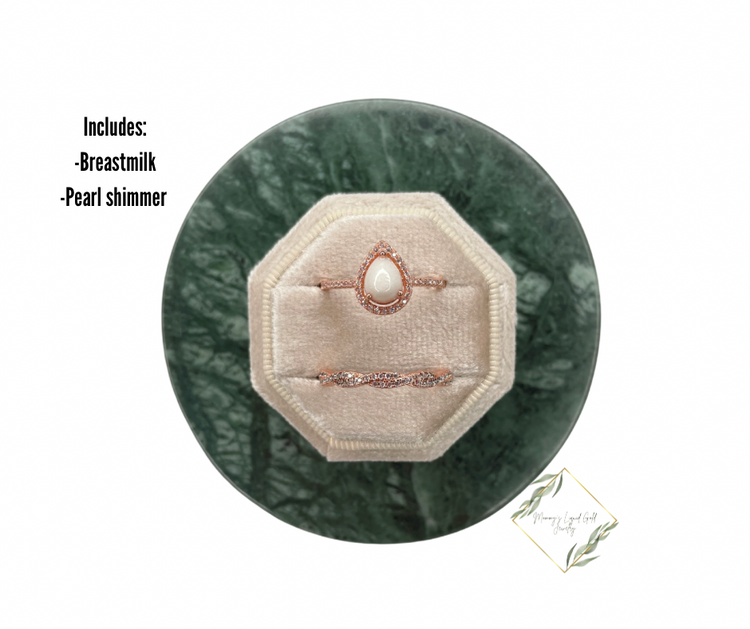 Teardrop ring with braided accent band