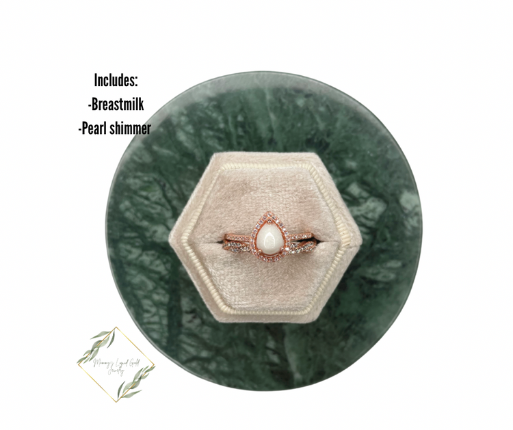 Teardrop ring with braided accent band