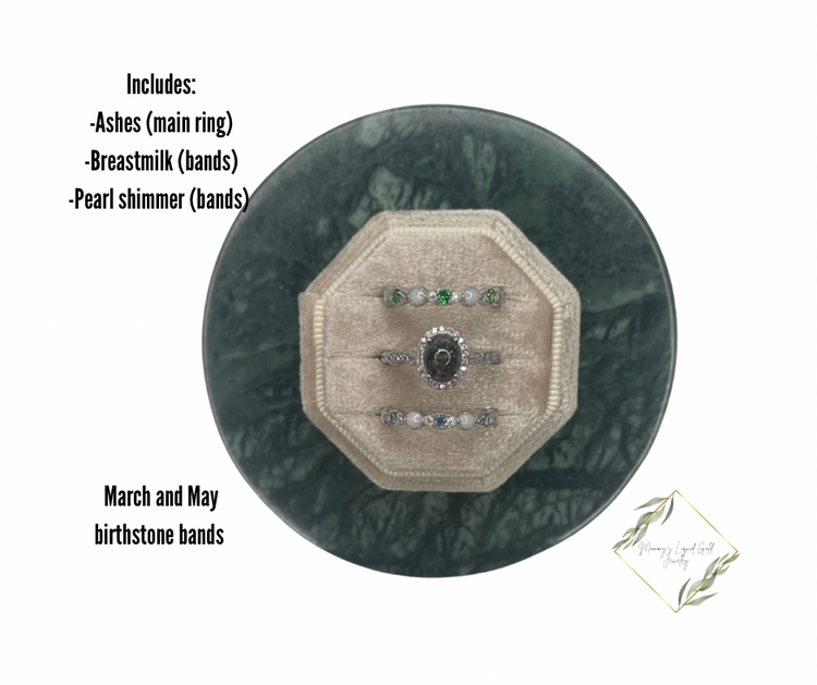 Oval Ring with Birthstone Bands Set