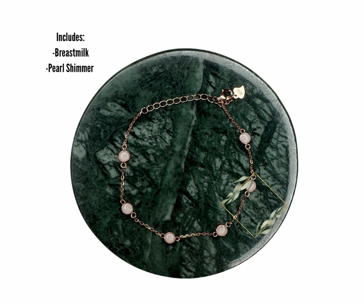 Dainty rose gold breastmilk bracelet. Silver Breastmilk Bracelet. Keepsake jewelry. Cremain jewelry. Ash jewelry.