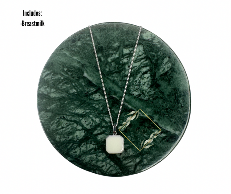 Square pendant breastmilk Necklace. Keepsake Necklace. Silver breastmilk Necklace. Cremain Necklace. Ash necklace. Keepsake jewelry