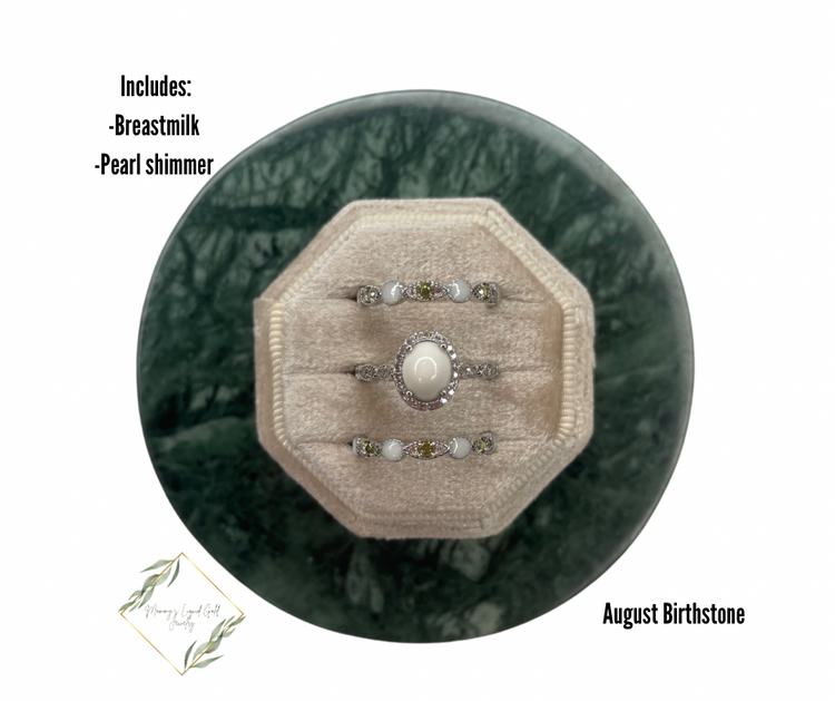 Oval Ring with Birthstone Bands Set