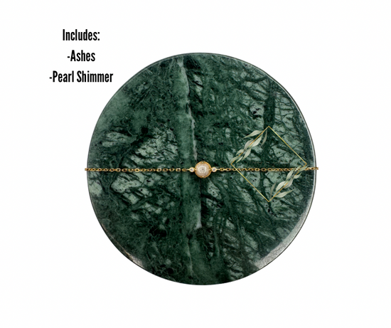 Gold bracelet with ashes, cremain bracelet, keepsake bracelet