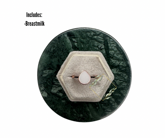 Rose gold breastmilk ring, Keepsake ring, Teardrop breastmilk ring, Ash ring, cremain ring. silver breastmilk ring, gold breastmilk ring