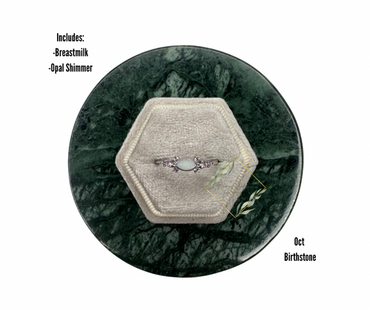 Silver birthstone breastmilk ring. Breastmilk keepsake. Breastmilk ring. Cremation Ring. Ash ring. Keepsake jewelry