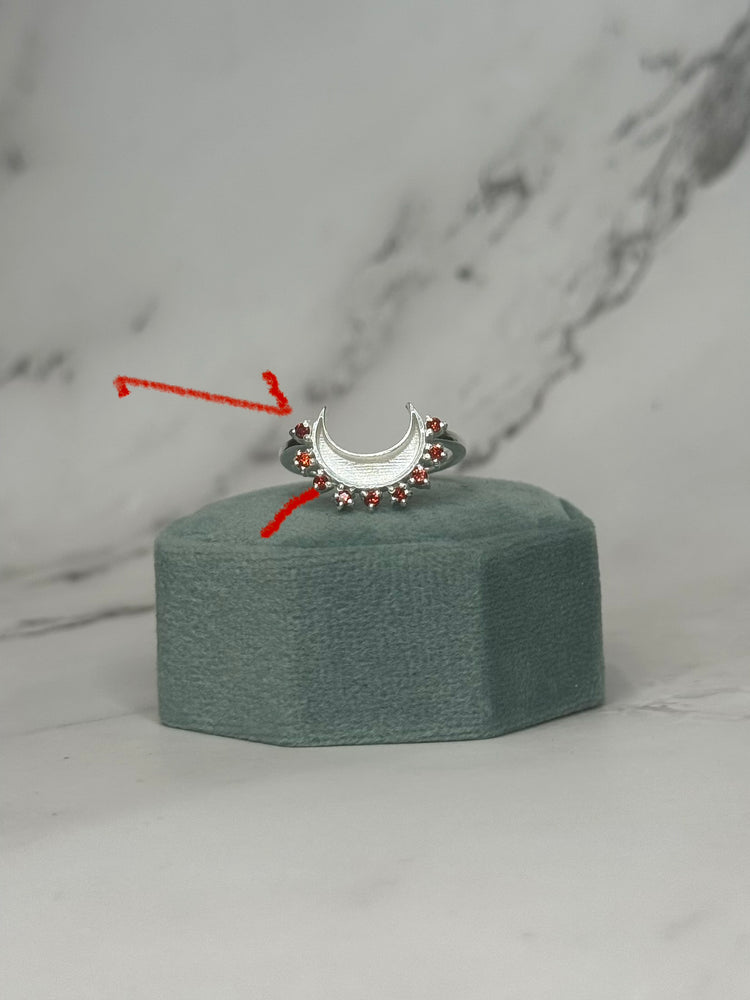 Defect Moon Ring, Jan/July birthstone