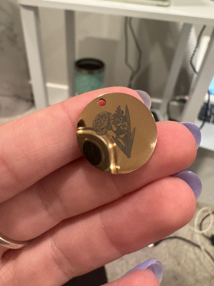 Engraved Birth Flower Pendant