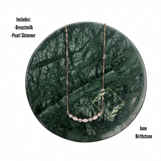 Birthstone breastmilk necklace. Birthstone cremain necklace. Rose gold breastmilk necklace. Keepsake jewelry. Keepsake necklace with birthstones.