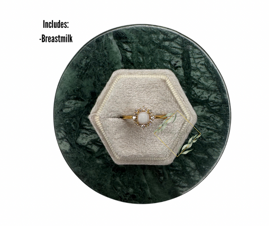 Gold breastmilk ring, keepsake jewelry, Resin ring, Ash ring, cremain ring.
