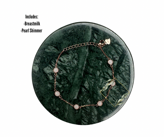 Dainty rose gold breastmilk bracelet. Silver Breastmilk Bracelet. Keepsake jewelry. Cremain jewelry. Ash jewelry.