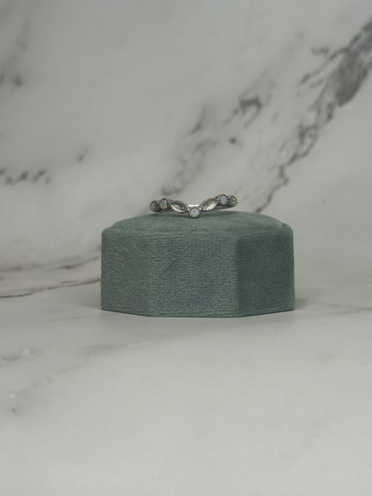 Size 9, white gold plated June curved band