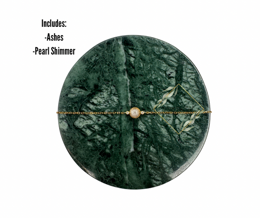 Gold bracelet with ashes, cremain bracelet, keepsake bracelet